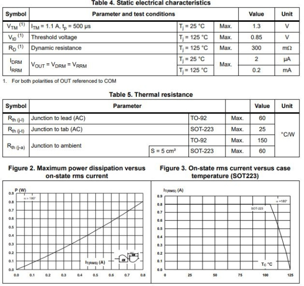 Симистор ACS108-6SN-TR 600V 0.8A SOT223
