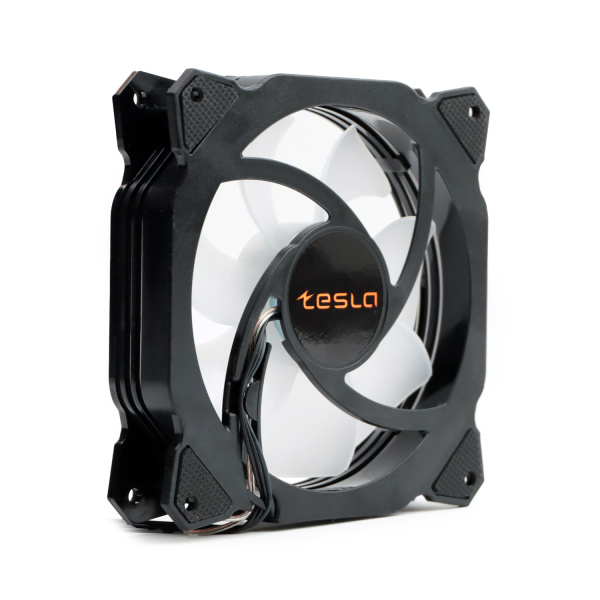 Кулер в корпус 120x120x25 TESLA RGB120 RB (hydrodynamic/1200rpm/3pin+molex,черный,FRGB)[TSL-120-RB]