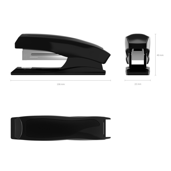 Степлер №10 Erich Krause "Elegance" на 20л. пластик, черный (2167)