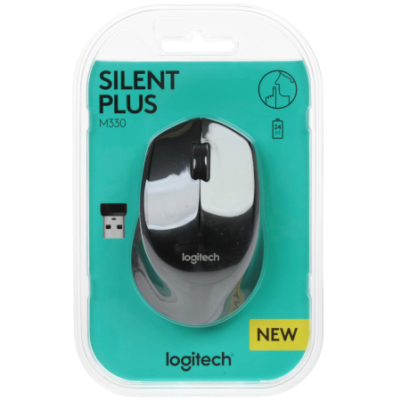 Мышь беспроводная Logitech M330 (910-004909) Silent оптическая, 1000dpi, радиус до 10м, Black