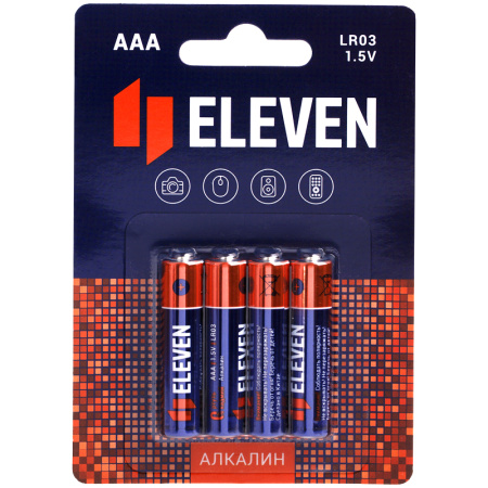 Элемент питания Eleven AAA (LR03) алкалиновая, 4шт (301745)