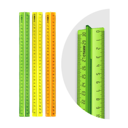 Линейка 30см. СТАММ "Neon Crystal" прозрачная с держателем, ассорти (ЛН42) Линейка 30см. СТАММ "Neon Crystal" прозрачная с держателем, ассорти (ЛН42)