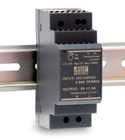 Блок питания на DIN рейку  5в,  3а, 35*90*54.5мм, Mean Well HDR-30-5