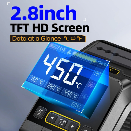 Паяльная станция Fnirsi DWS-200-F245, паяльник 100..450С, 200вт, C245-B