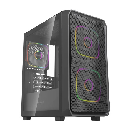 Корпус mATX Б_БП Powercase Mistral SM06 ARGB (USB3.0,Audio,черный,Mesh,TG,3х120мм ARGB PWM fans,CPU Cooler до 160мм, VGA до 300мм)[CMMSM06B-A3]