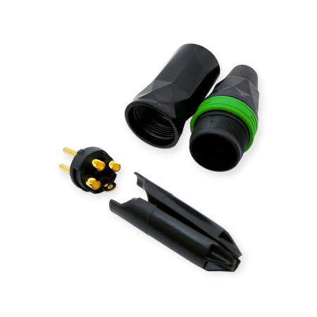 Разъем XLR штекер, на кабель, металл, зеленый