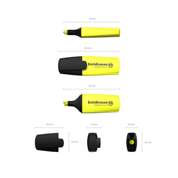 Маркер текстовыделитель Erich Krause Visioline V-12 Mini Neon, желтый (42753)