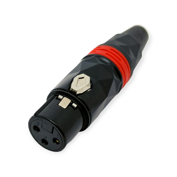 Разъем XLR гнездо, на кабель, металл, красный