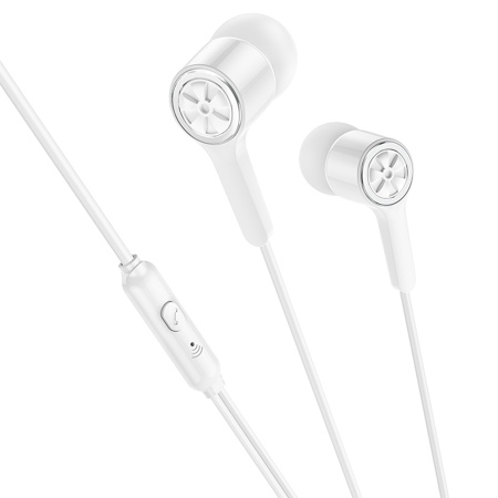 Гарнитура проводная HOCO M104 вставные, кнопка ответа, кабель 1.2м, белый