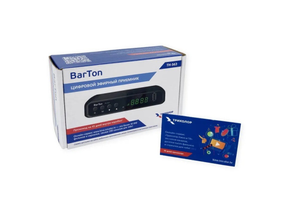 Цифровая приставка DVB-T2 BarTon TH-563 HDMI 1080p/RCA/TimeShift/ТВгид/запись/дисплей/WiFi
