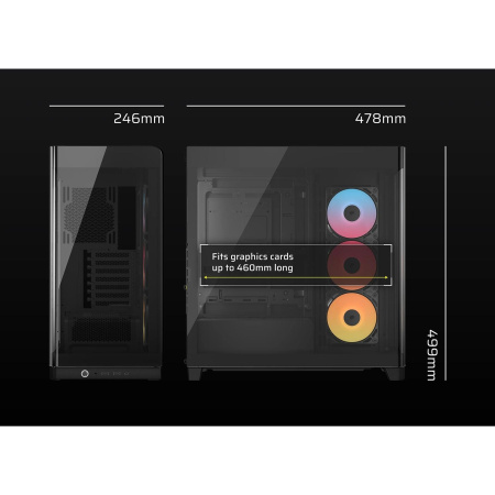 Корпус без блока питания/ Case Corsair Frame 4500X RS-R ARGB, Midi-Tower, TG, 3x120mm ARGB reverse fans, 2xUSB-A 3.2, 1xUSB 3.2 Type-C, E-ATX, ATX, mATX, mITX Black