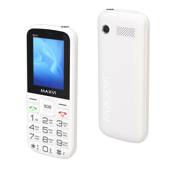 Сотовый Maxvi B241 White 2sim/2.4"/320*240/microSD/1.3МП/Bt/2300мАч/моноблок