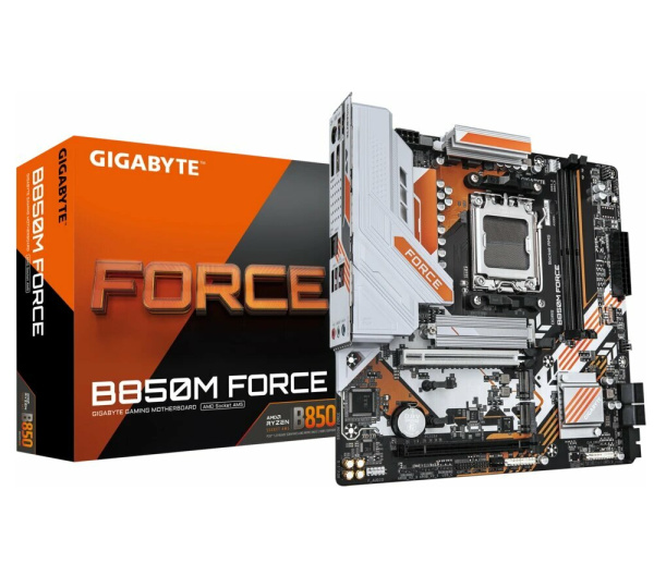 Мат.плата SocAM5 AMD B850 GIGABYTE B850M FORCE (mATX,2DDR5,3M.2,2PCI-E16,HDMI,DP,PC9600)