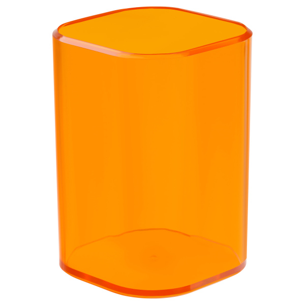 Стакан для ручек СТАММ "Фаворит" квадратный, тонированный оранжевый (ПС-31563) 