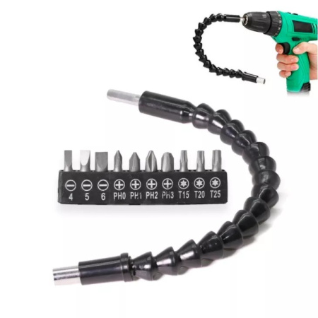 Биты набор 10штук с гибким удлинителем 290мм, Lisca LSC-1