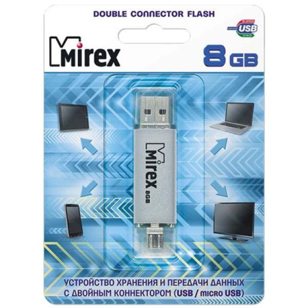 Флеш-накопитель USB/microUSB 8Gb Mirex Smart (13600-DCFSSM08) Silver