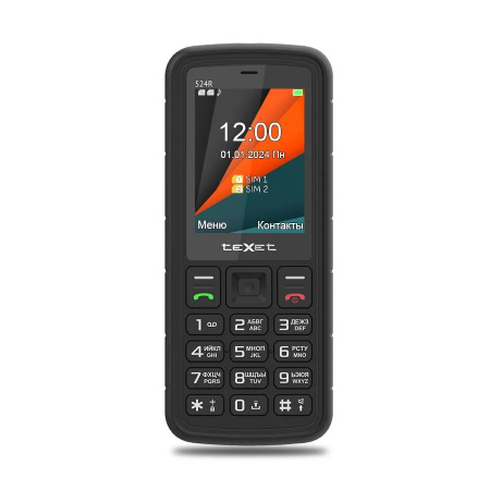 Сотовый Texet TM-524R Черный 2sim/2.4"/320*240/microSD/Bt/моноблок /IP69K