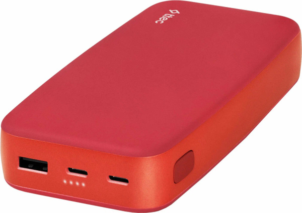 Аккумулятор внешний 20000_mAh TTEC ChargeUp Type-C1-2: 5В=2.1А, USB-A: 5В=2.1А красный (2BB210GK)