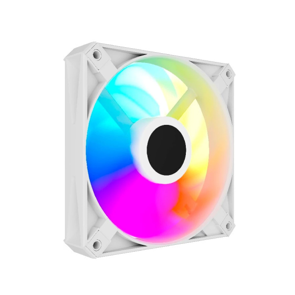 Кулер в корпус 120х120х25 Powercase (M56-12W ARGB) White (700-1500prm/4pin PWM (M+F)+ 3pin ARGB (M+F)/61,36 CFM/26дБ/подшипник гидравлический/ARGB)