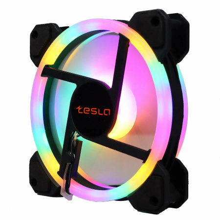 Кулер в корпус 120x120x25 TESLA RGB 120-LD (hydrodynamic/1200rpm/3pin+molex/RGB/белый)