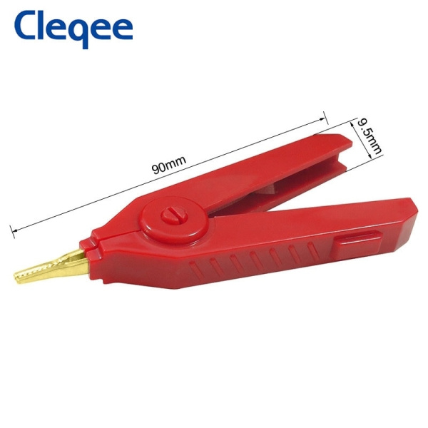 Зажимы крокодил Кельвина 91мм, 20а, пара красный+черный, Cleqee P2004