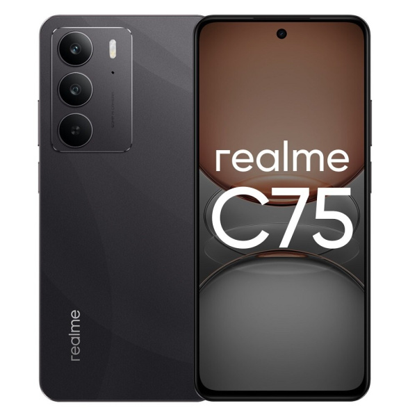 Смартфон Realme C75 8Гб 128Гб Черный 6.72", IPS, 2400*1080, MediaTek Helio G92 Max, 50Мп, 8Мп, 4G, NFC, 6000мАч, And 14