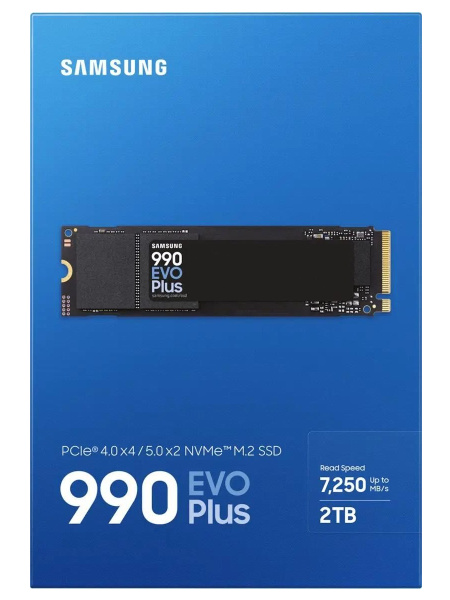 SSD-накопитель M.2 2Тб Samsung 990 EVO Plus [MZ-V9S2T0BW](TLC 3D V-NAND,NVMe,7250/6300 Мб/с)