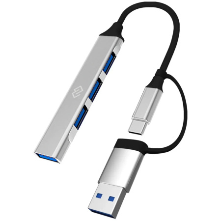 USB_Хаб 4xUSB_2.0 Digma DHUB-4USB-AC-2.0 черный (USB-C+ USB-A)