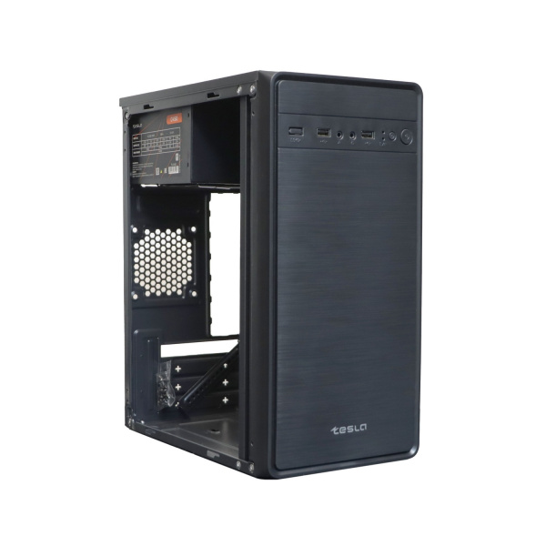 Корпус mATX 450w TESLA 1708BM (2*USB2.0,Audio,черный,БП TESLA C450 80+ с плоскими проводами!)[TSL-1708-450W-BM]