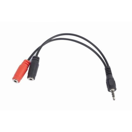 Кабель_аудио 3.5дж 4 Pin (M)-3.5дж наушники (F) + 3.5дж микрофон (F) Cablexpert CCA-417 20см черный