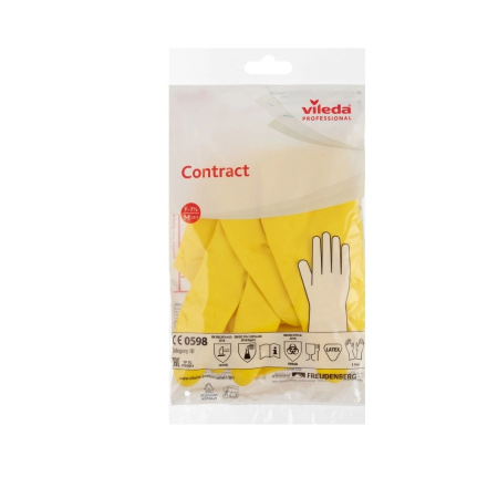 Перчатки хоз. латексные VILEDA Contract, желтый, размер M (174323/515176)