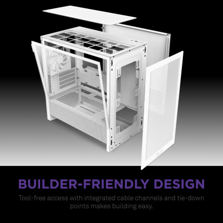 Корпус без блока питания/ Case NZXT H3 Flow (2025), Midi-Tower, TG, 1x120mm, 1xUSB-A 3.2 + 1xUSB-C 3.2, mATX, mITX White