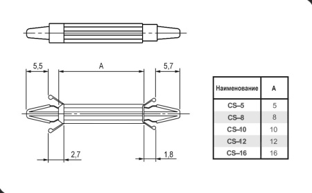 Стойка для платы с защёлками CS-10 L=10mm нейлон