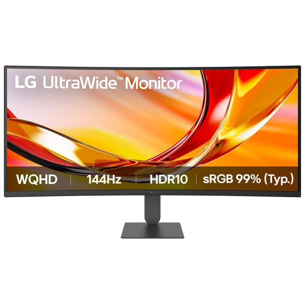Монитор 34" LG 34U620B-B  Curved VA, 3440x1440, 144Hz, 5ms, 300сd/m, 3000:1, HDR10 | 2xHDMI(2.0), DP(1.4) | HAS, ExPSU, Vesa 100, Black