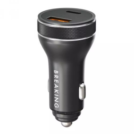 Автомобильное_З\У - Type C+USB-A 54W QC 3.0, PD,LED, Breaking C08, Черный