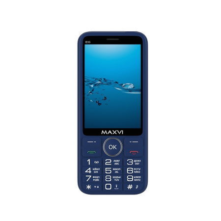 Сотовый Maxvi B35 Blue 2sim/3.5"/480*320/microSD/1.3МП/Bt/2500мАч/моноблок
