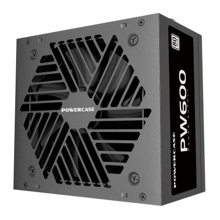 Блок питания 600Вт Powercase PW600 (APFC,120мм,2PCI-E,5SATA,80+)[PS-600W-DC]