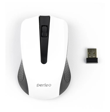 Мышь беспроводная Perfeo Rainbow оптическая, 1000dpi, радиус до 15м, White/Black (PF_3435)