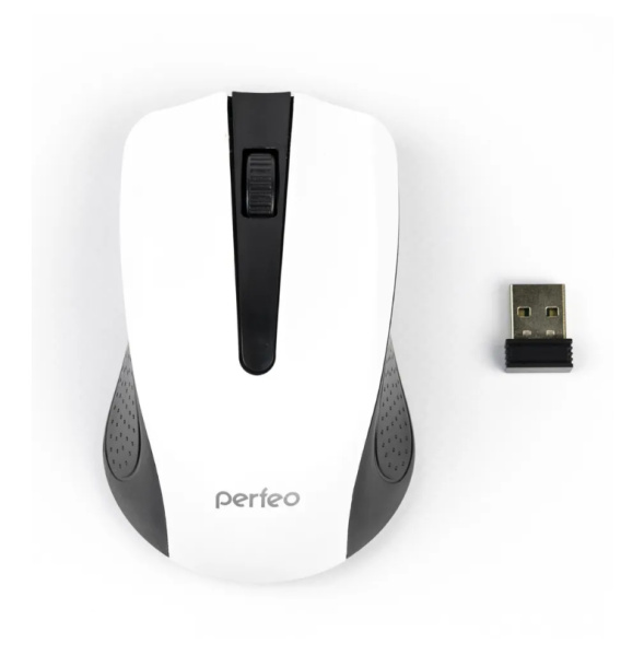 Мышь беспроводная Perfeo Rainbow оптическая, 1000dpi, радиус до 15м, White/Black (PF_3435)