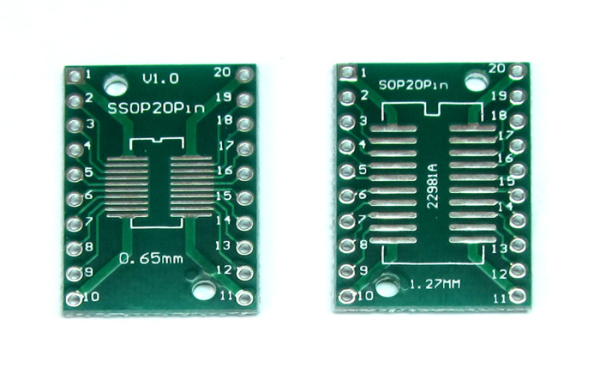 Плата макетная SOP20/SSOP20/TSSOP20, 0.65/1.27мм, переходник на DIP