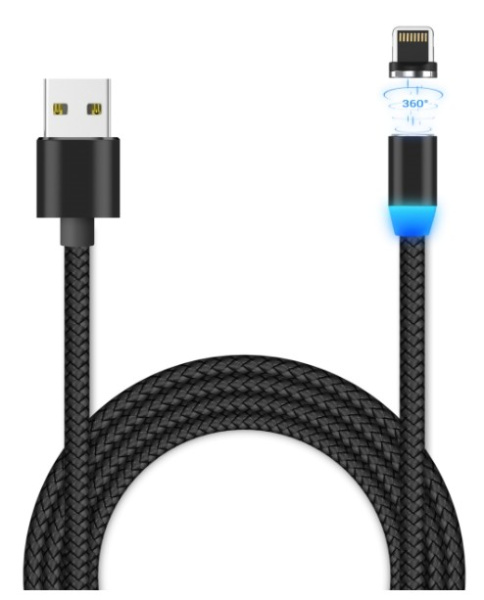 Кабель Lightning (m) - USB(m) Jet.A, 2м, тканевая оплетка, черный (JA-DC46)