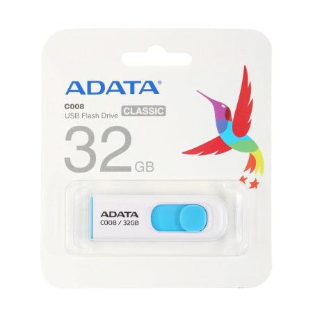 Флеш-накопитель USB2.0 32Gb A-data (C008-32G-RWE) бело-синий