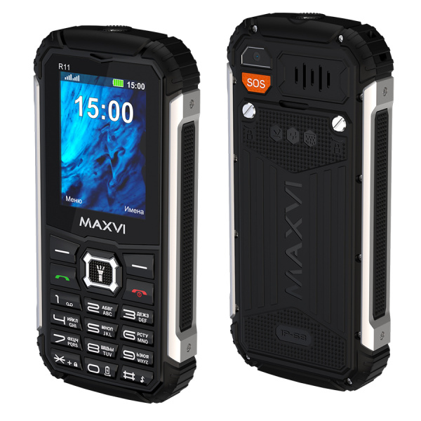Сотовый Maxvi R11 Black 2sim/2.4"/320*240/microSD/1.3МП/Bt/2500мАч/моноблок