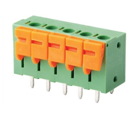 Клеммник нажимной  5.08мм, 5конт, 10а, 300в, угловой, DG142R-5.08-05P-14-00А(Н)