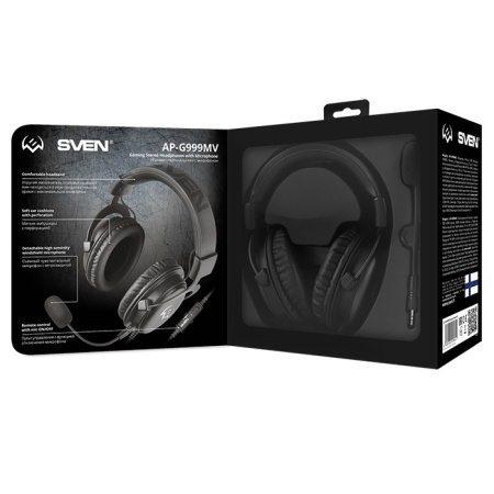 Игровая гарнитура SVEN AP-G999MV мониторные, 32Ом, 98дБ, кабель 2м, Серый