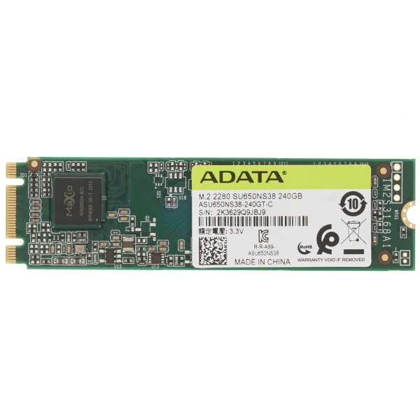 SSD-накопитель M.2 240Гб ADATA Ultimate SU650 [ASU650NS38-240GT-C](QLC 3D NAND,550/500 Мб/с)