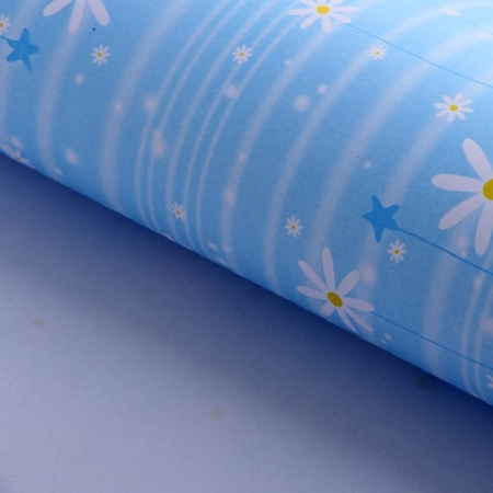 Бумага упаковочная подарочная "Нежные ромашки", цвет голубой 52*75см
