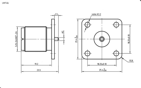 Разъем UHF SO-239, гнездо, корпусной, UHF-BJ
