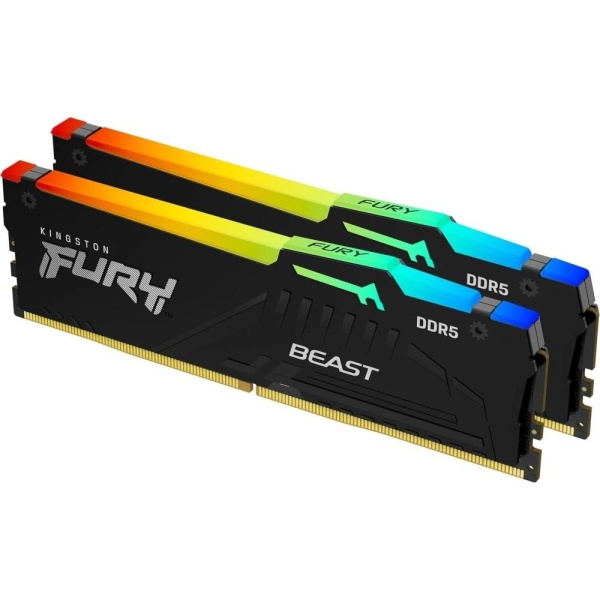 Оперативная память Kingston 64GB 5600MT/s DDR5 CL36 DIMM (Kit 2*32Gb) FURY Beast RGB EXPO