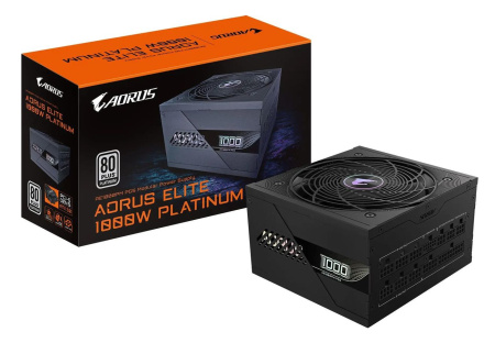Блок питания 1000Вт Gigabyte AORUS AE1000PM PG5 (PCIe Gen 5.1, ATX 3.0,APFC,120мм,6PCI-E,12VHPWR,8SATA,80+Platinum,модульный)